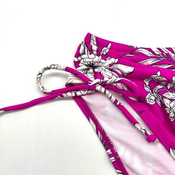 California Waves Pink Tropical Floral Bikini Bottoms Size Small - Picture 6 of 8